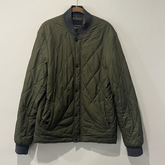 Banana Republic Jacket Men’s Medium Tall Green Quilted Water Resistant Camo - Picture 1 of 10